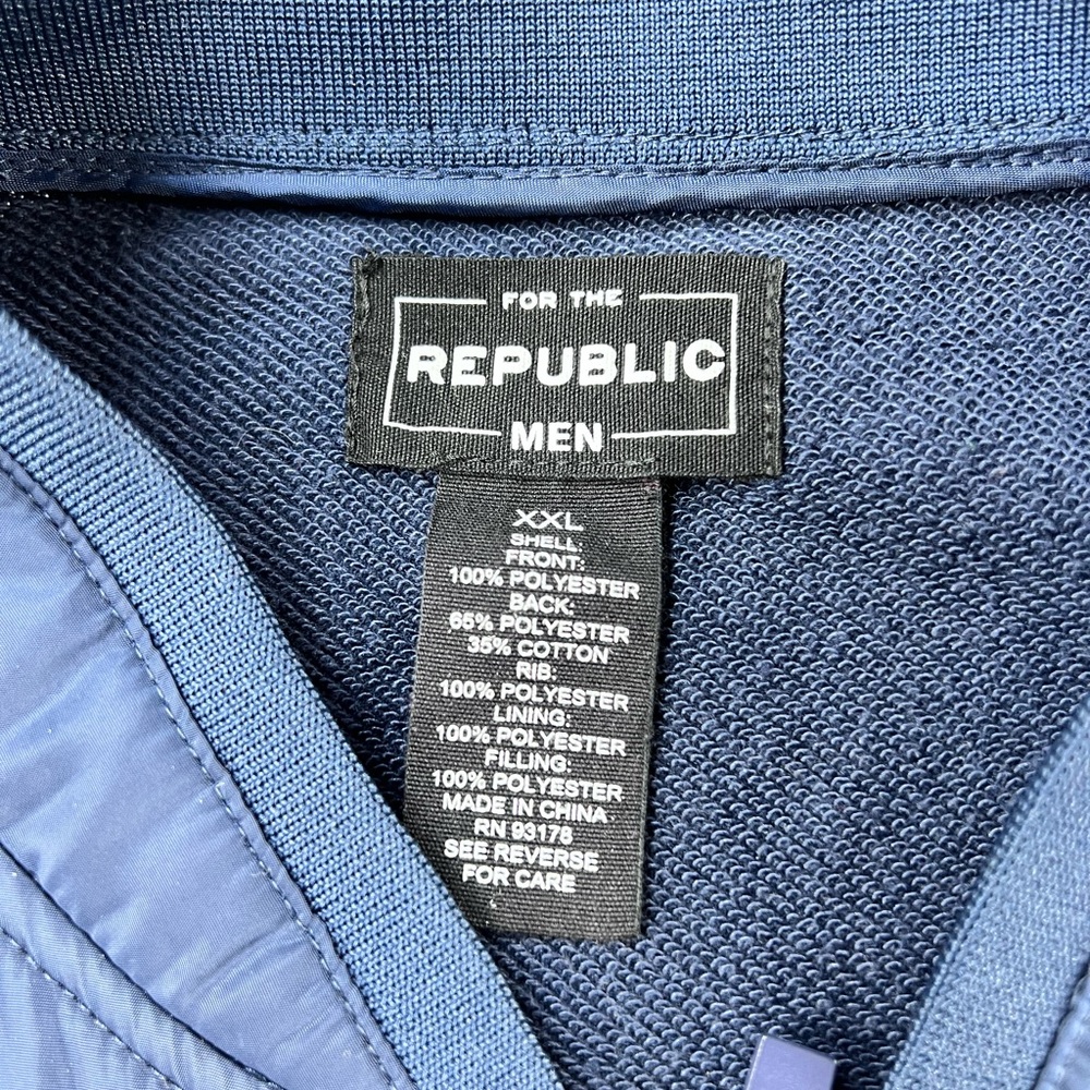 For The Republic Men's Dark Blue Quilted Vest zs XXL - Picture 3 of 11